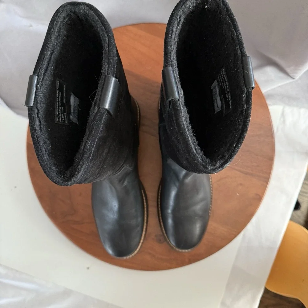 Clark's  Black Glick Elmfield Mid-Calf Leather/Suede casual Boots Women's Sz 10